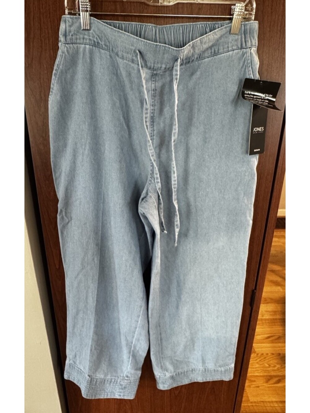 Jones New York Chambray Crop Pants Medium NWT Drawstring Cotton Pockets